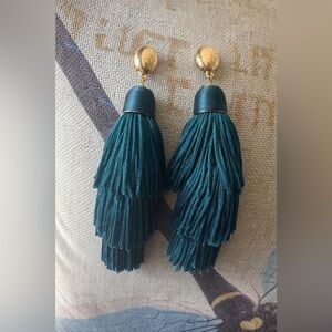 Green Tiered Tassel Drop Earrings - Women Jewelry
